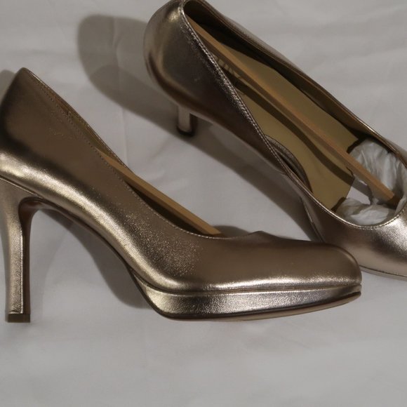 Naturalizer Shoes Womens Light Bronze Metallic Heels Poshmark
